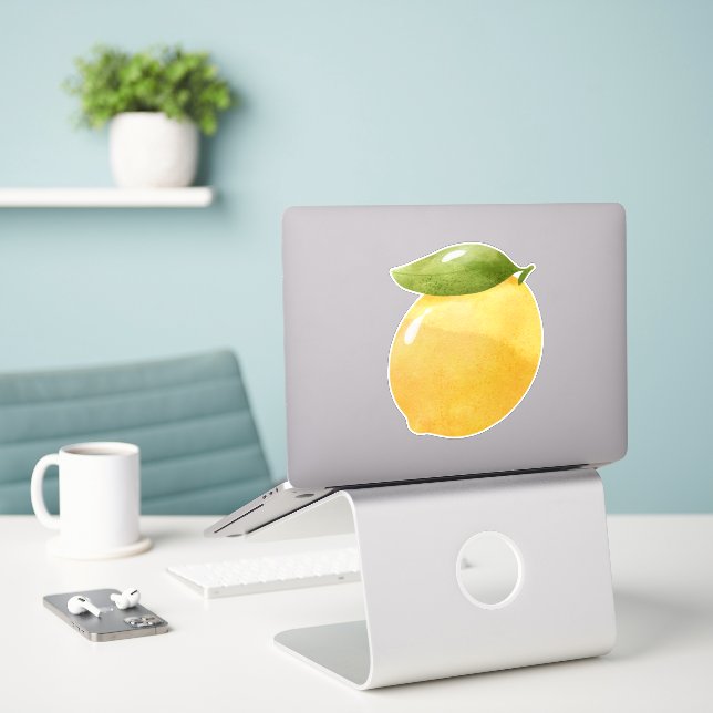 Sticker Watercolor Lemon (Ordinateur portable sur le bureau)