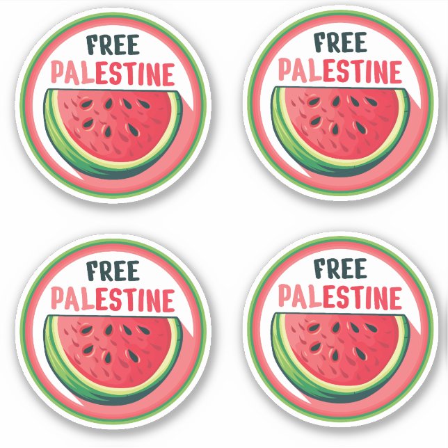 Sticker Watermelon Palestine Free Colorfull (Devant)