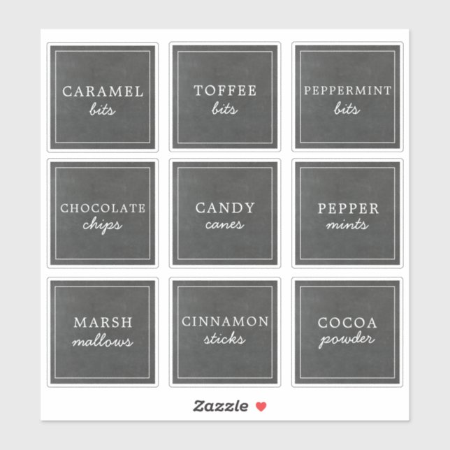 Sticker Waterproof Holiday Hot Chocolate Bar Jar Labels (Feuille)