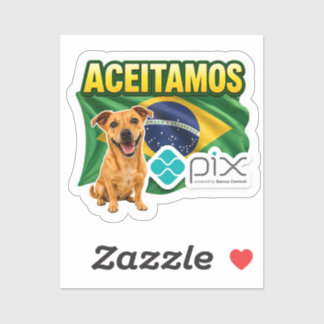 Sticker We Accept PIX with Caramel Dog