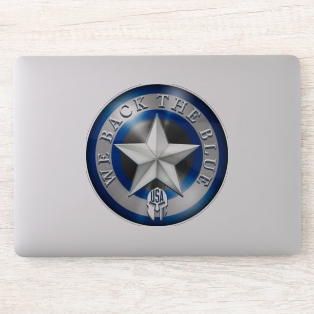 Sticker "We Back the Blue" Custom-Cut Transparent Vinyl (Ordinateur)