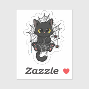 Sticker Web Cat & Spider