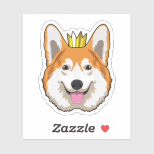Sticker Welsh corgi with Crown