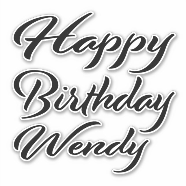 Sticker Wendy Nom Prénom Anniversaire de la Broderie noire (Devant)