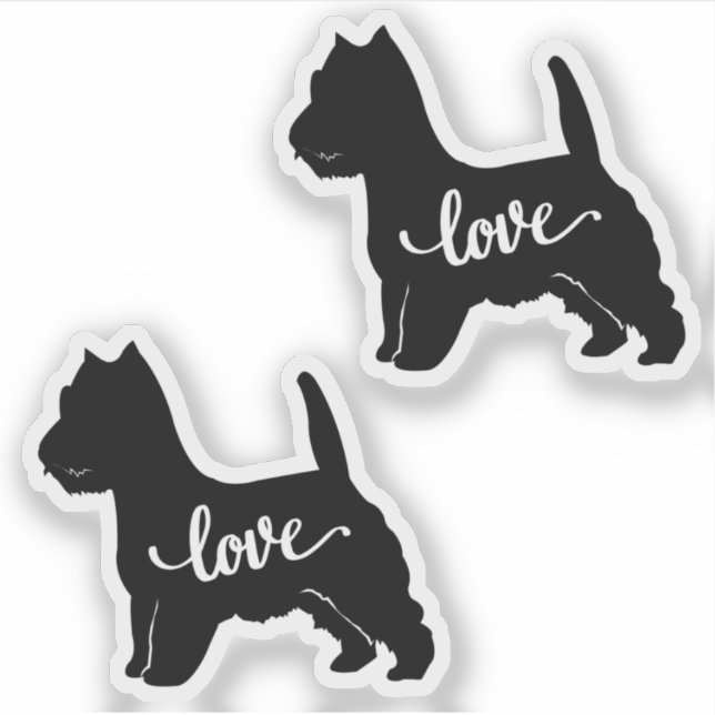 Sticker West Highland Terrier Chien race Love x2 Vinyl (Devant)