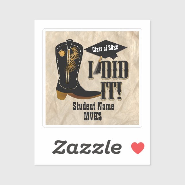 Sticker Western Cowboy Boot - Graduation (Feuille)