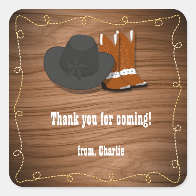 Sticker Western Cowboy en bois Favoriser le Étique (Devant)