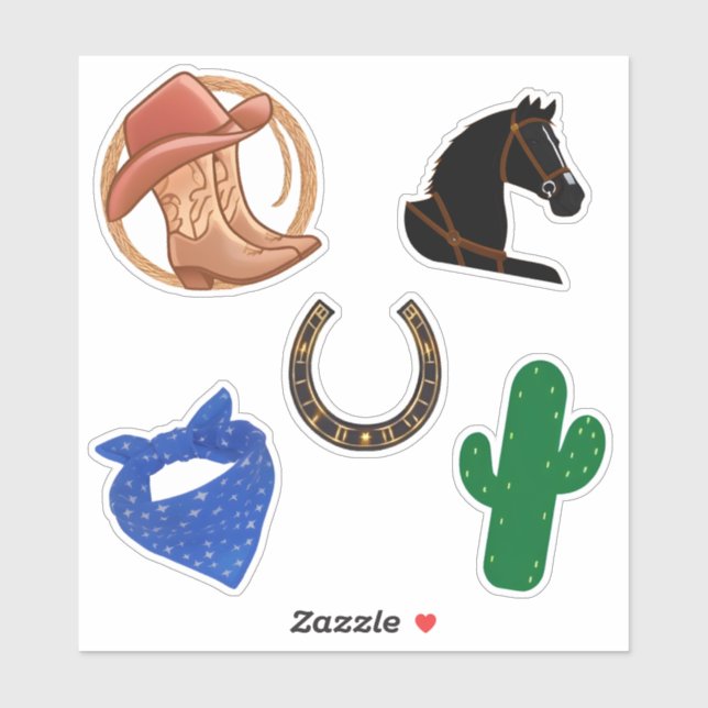 Sticker Western Thème Party Cowboy Cowgirl Rodeo Wild West (Feuille)