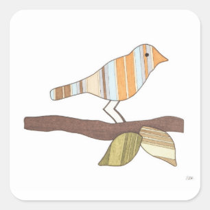 Sticker Whimsical Bird-Erin Brie Art Carré Sticke
