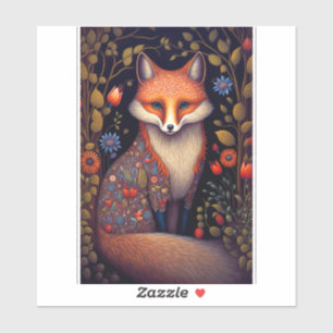 Sticker Whimsical Fox Woodland Imaginaire Art