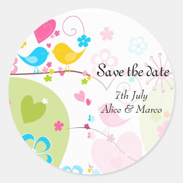 Sticker Whimsical Garden "Save the Date" (Devant)