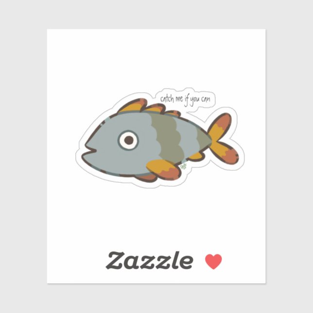 Sticker Whimsical Gray Fish (Feuille)