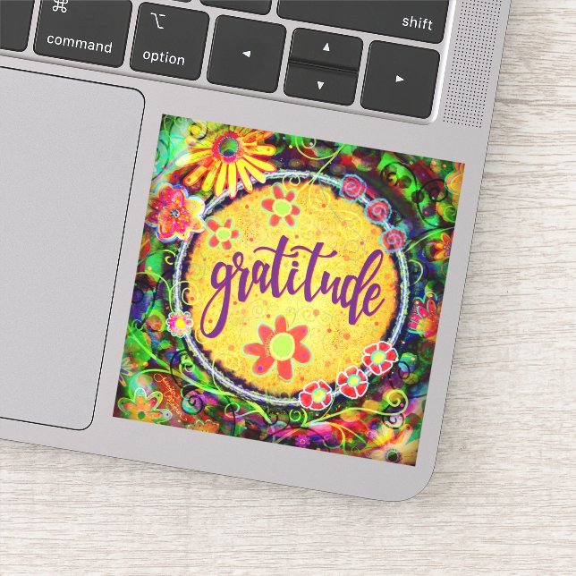 Sticker Whimsical Joli Floral Grateful Inspirivity (Détail)