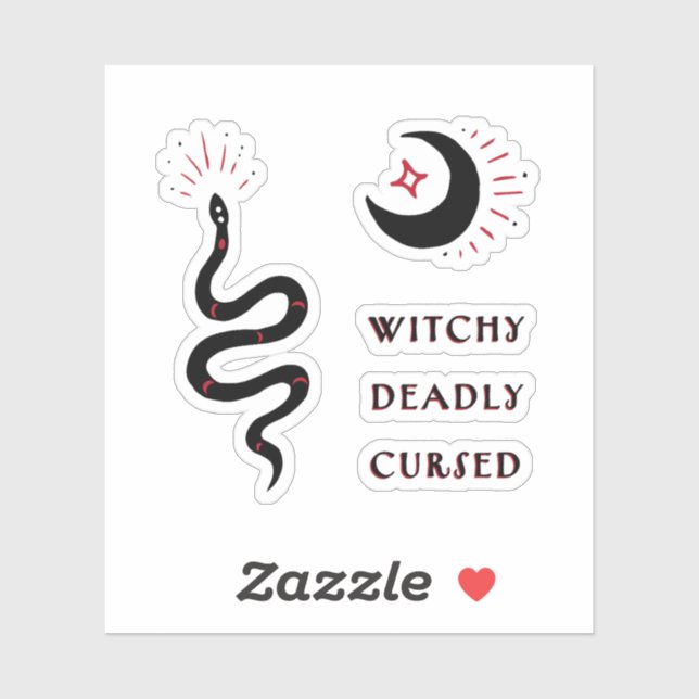 Sticker Whimsigoth esthétique symboles de sorcellerie (Feuille)