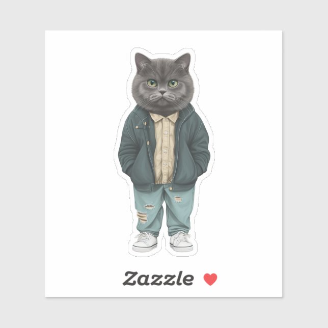 Sticker Whiskers élégant : Dapper British Short-hair (Feuille)