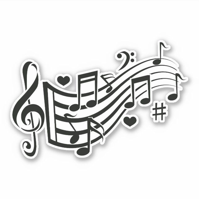 Sticker Whispers harmonieux : Feed the Rhythm - Notes musi (Devant)