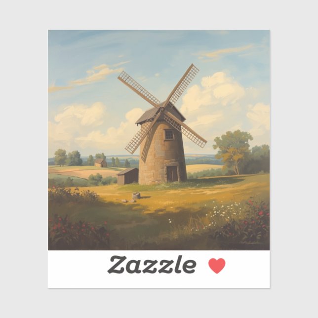 Sticker Whispers of the Wind 🌬️ | Timeless Rustic Windmil (Feuille)
