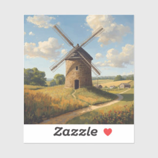 Sticker Whispers of the Wind 🌬️ | Timeless Rustic Windmil