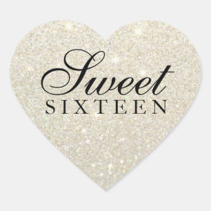 Sticker - White Gold Glitter Fab Sweet 16