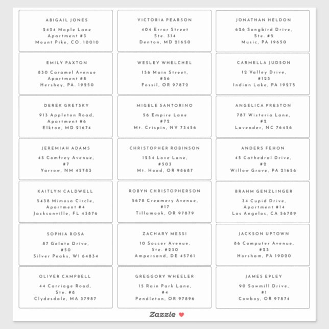 Sticker White Modern Bold Mariage Adresse d'hôte (Feuille)