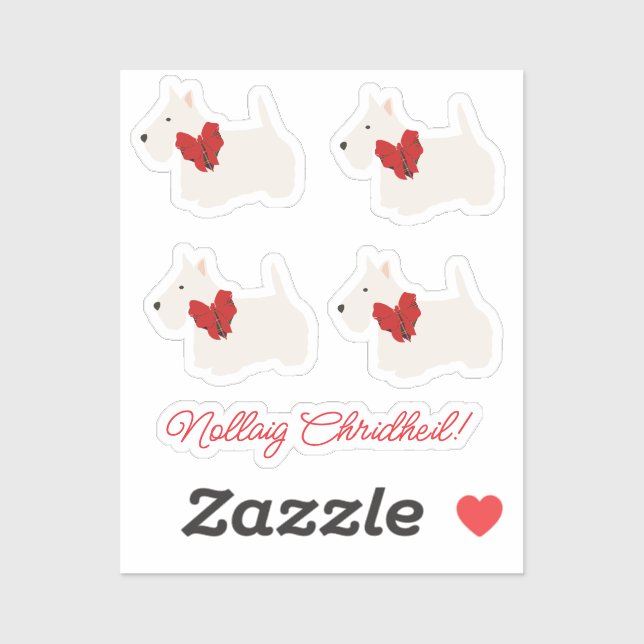 Sticker White Scottish Terrier Tartan  (Feuille)