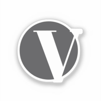 Sticker White typography custom initial gray