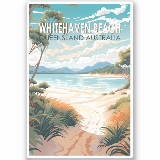 Sticker Whitehaven Beach Queensland Australie Travel Art (Devant)