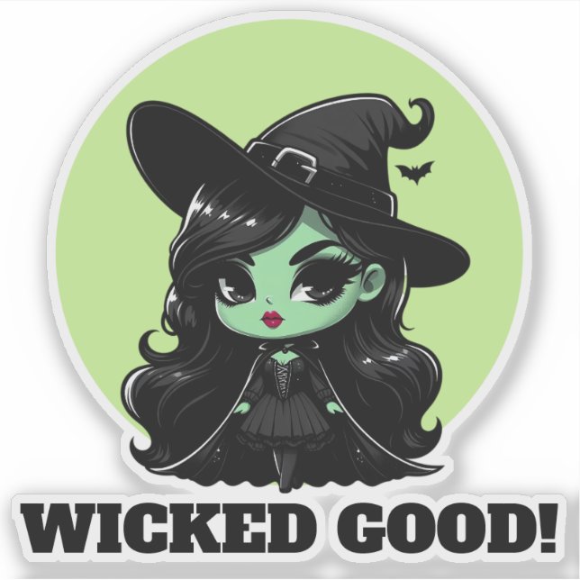 Sticker Wicked Good Little Green Witch Invitation (Devant)