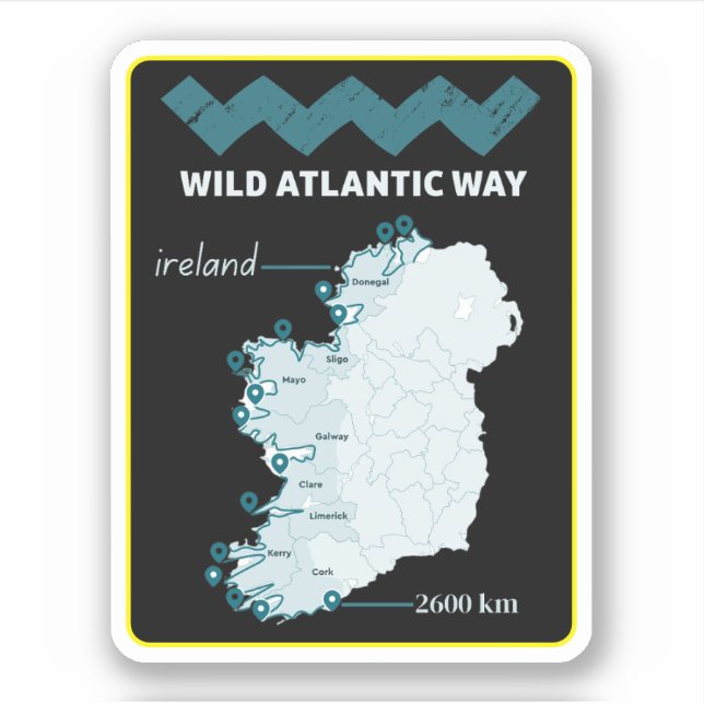 Sticker Wild Atlantic Way - essai touristique irlandais Ir (Devant)