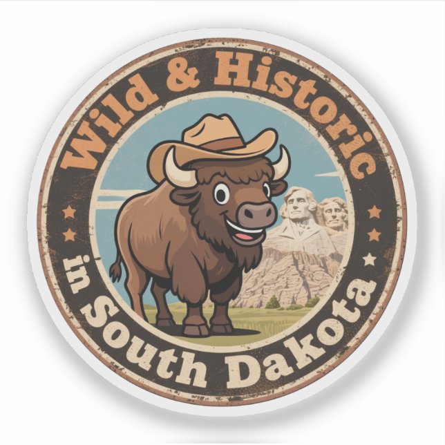 Sticker Wild & Historic_ South Dakota Retro Western (Devant)