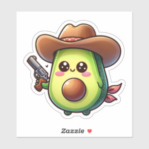 Sticker Wild West Sheriff Avocado - mignon et courageux