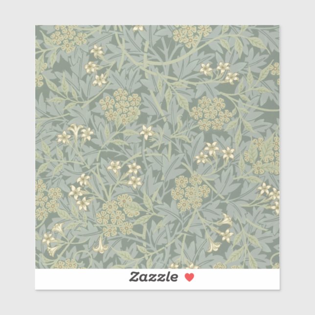 Sticker William Morris Jasmine Bleu Vert Art Botanique (Feuille)