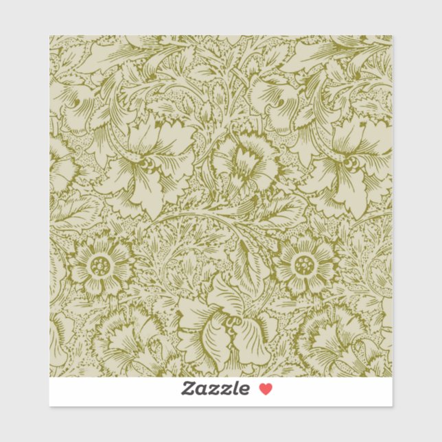 Sticker William Morris Poppy Classic Floral Green (Feuille)