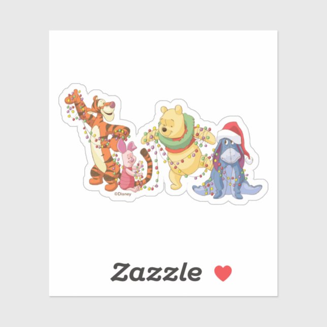 Sticker Winnie l'Ooh | Lumières de Noël (Feuille)