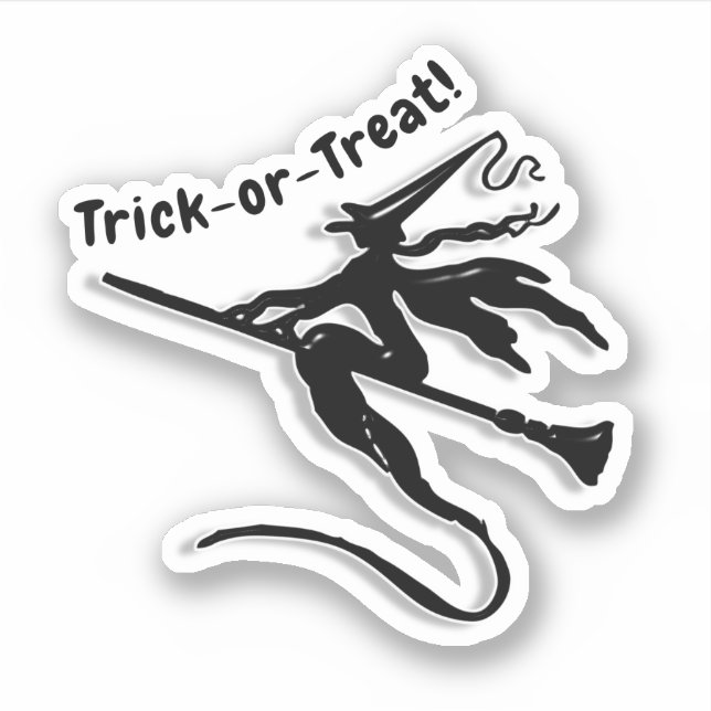 Sticker Witch on Broomstick Halloween (Devant)