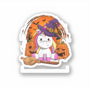 Sticker Witchen Unicorn Halloween Citrouille mignonne Hall