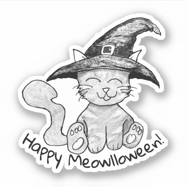 Sticker Witchy Kitty Halloween (Devant)