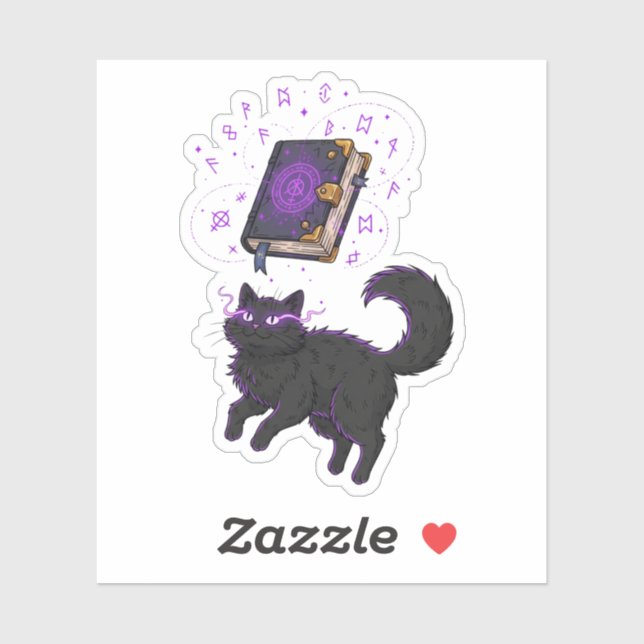 Sticker Witchy Meowgic - Lévitation Chat (Feuille)