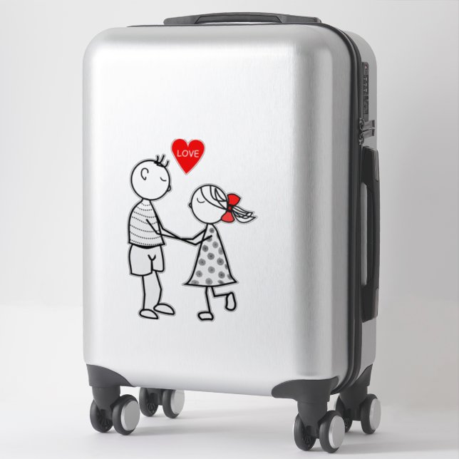 Sticker with Couple Love Text - Customizable (Suitcase)