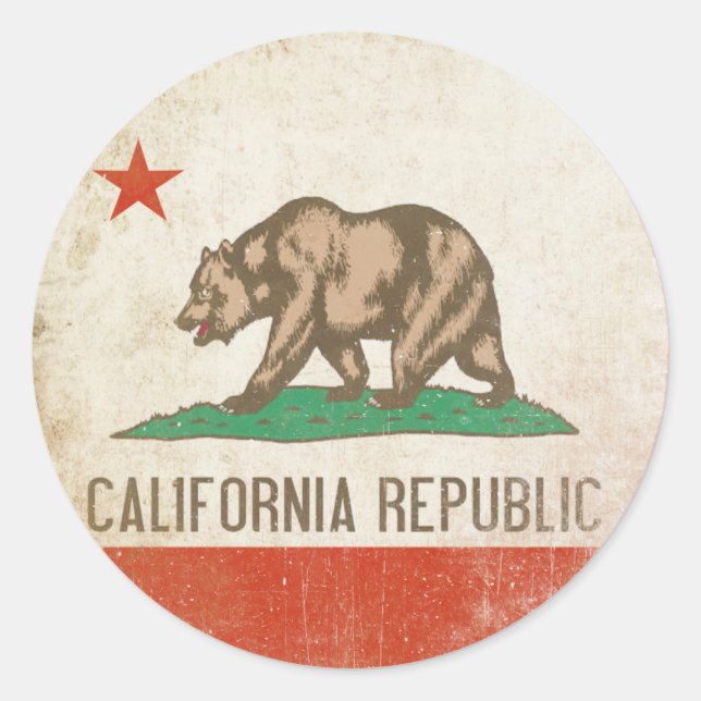 Sticker with Distressed California Republic Flag (Front)
