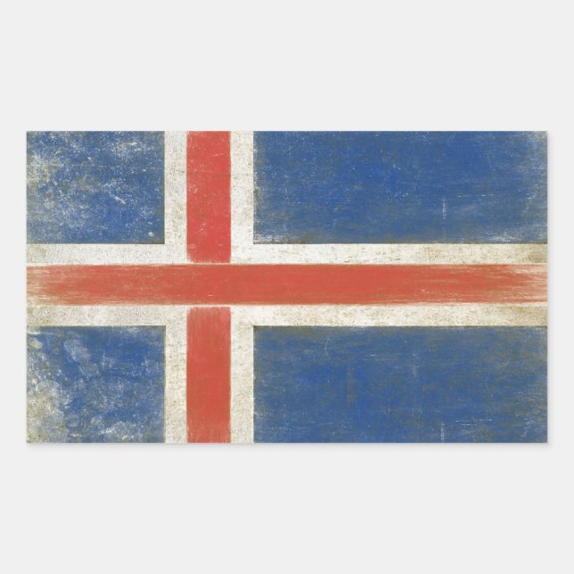 Sticker with Distressed Flag from Iceland (Front)