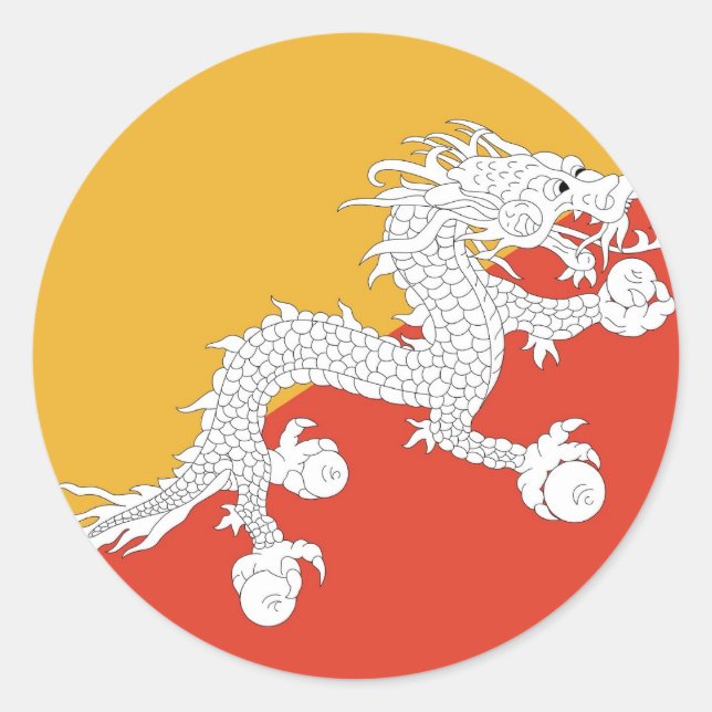 Sticker with Flag of Bhutan (Front)