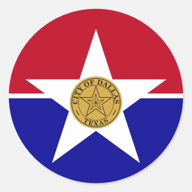 Sticker with Flag of Dallas, USA (Front)