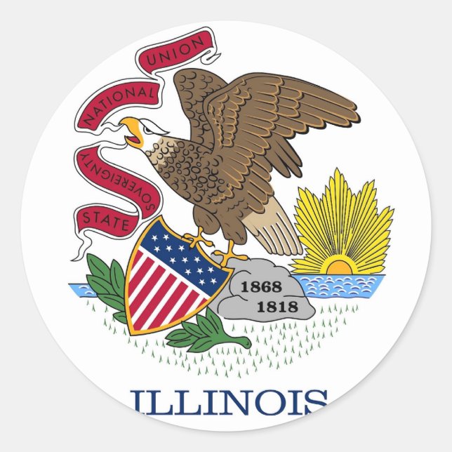 Sticker with Flag of Illinois (Front)