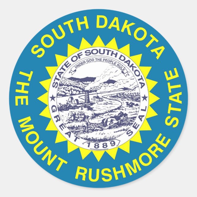 Sticker with Flag of South Dakota State (Front)