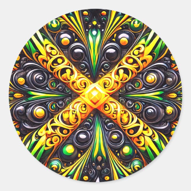 Sticker with Jamaican Colours Design (Front)