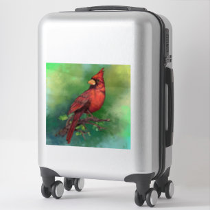 Sticker with Northern Red Cardinal Bird