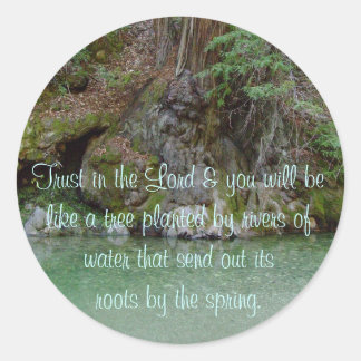 Sticker with photo of tree by a river