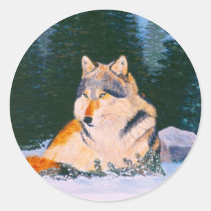 Sticker Wolf en bois