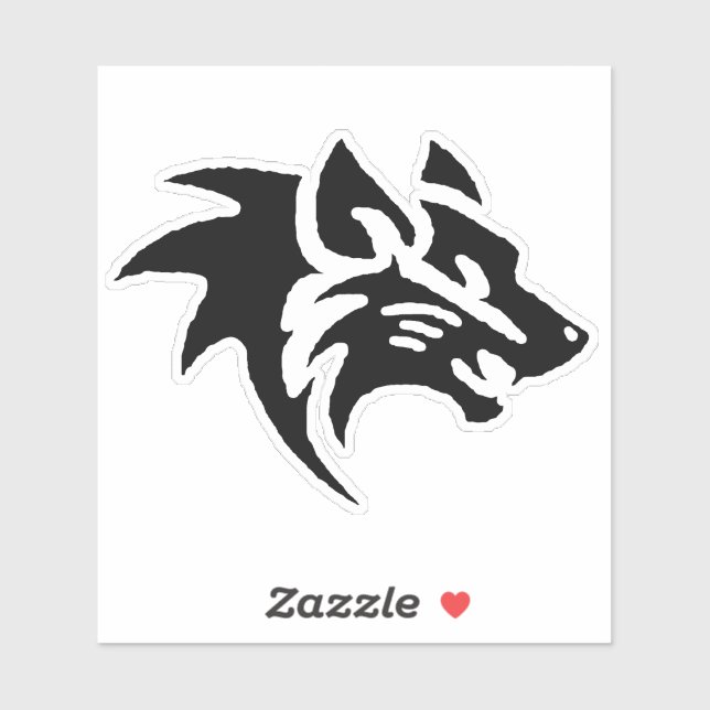 Sticker Wolf Head Digital Art - Hand Drawn - One-Of-A-Kind (Feuille)